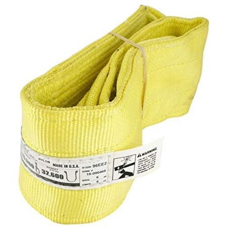 DD Sling (USA Made). Multiple Sizes in Listing! 6" x 6', 2 Ply Twisted Eye, Nylon Lifting Slings, Eye & Eye, Heavy Duty, 16,300 lbs Vertical, 13,000 lbs Choker, and 32,600 lbs Basket, (6" x 6')