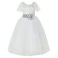 thumbnail image 2 of Ekidsbridal Girl Pageant Flower Girl Dress - Ivory Illusion Lace Short Sleeve LG2T-A (Size: 2-12), 2 of 3