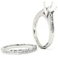 thumbnail image 2 of Pompeii 7/8ct Princess Cut Diamond Semi Mount Engagement Wedding Ring Set 14K White Gold, 2 of 3