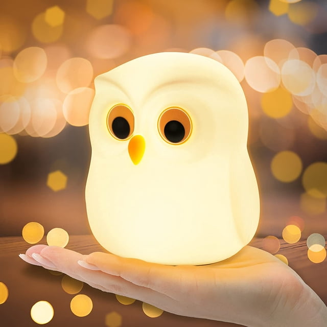 Luz nocturna LED para niños, luz nocturna para bebés sin piezas pequeñas | Luz fija con carga táctil y regulable | Búho lindo y colorido para regalo de ayuda para dormir