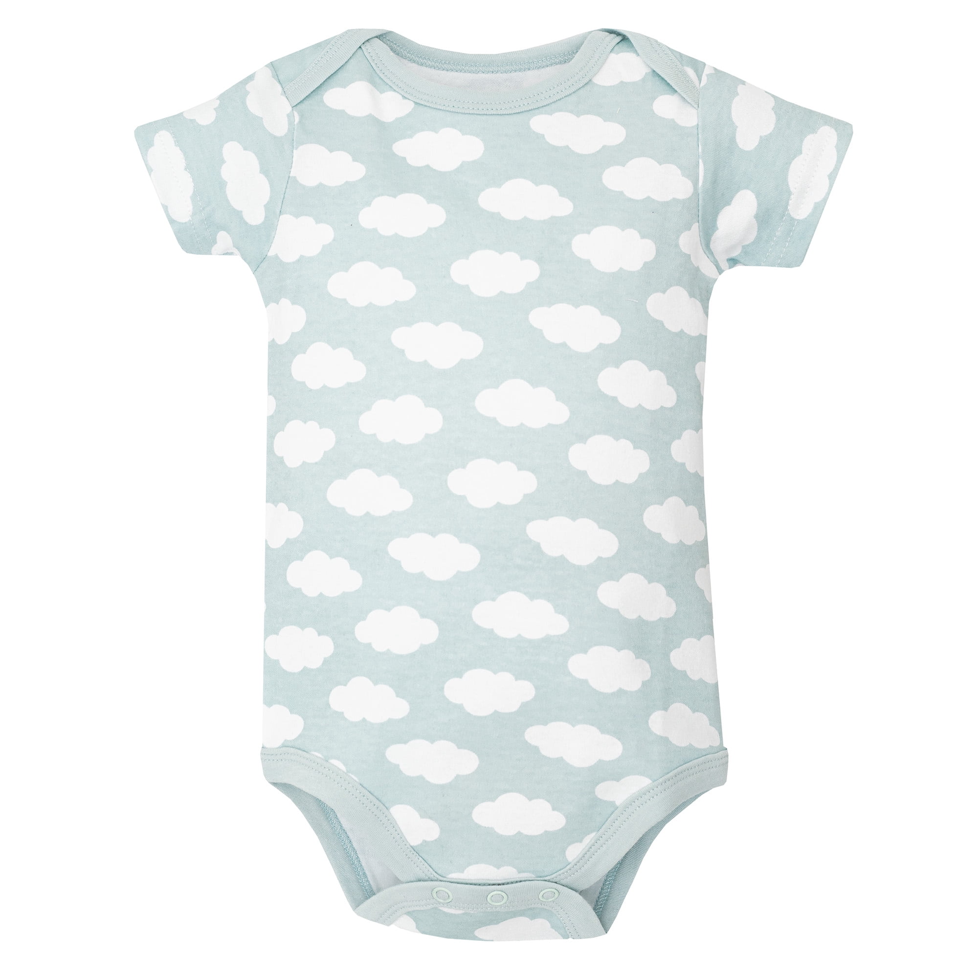 Hudson Baby Infant Cotton Bodysuits 5-Pack, Hello World Clouds, 18-24 Months