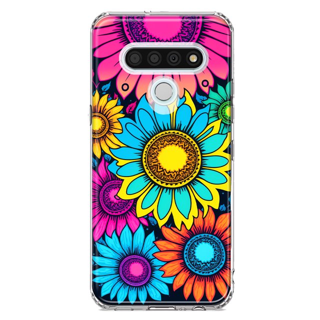 MUNDAZE LG Stylo 6 Vintage Colorful Abstract Sunflowers Floral Double Layer Phone Case Cover