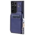 thumbnail image 5 of Crossbody Wallet Case for Samsung Galaxy S22 Ultra with Card Slot Holder, Magnetic Flip Folio Purse Case, PU Leather Zipper Handbag with Detachable Lanyard Strap & Shoulder Strap, Blue, 5 of 9