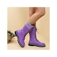 thumbnail image 6 of Gomelly Ladies Winter Shoes Lace Up Mid-Calf Boot Round Toe Boots Fashion Riding Hiking Purple 4.5, 6 of 6