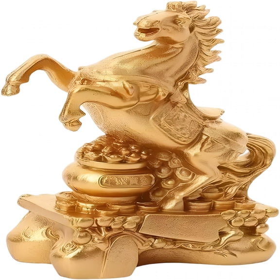 XIBUFE Year of the Horse 2026 Figurine,Gold Chinese New Year Horse Statue,Chinese Feng Shui Horse Decor,Chinese New Year Decorations 2026 for Home Office Tabletop Decorations