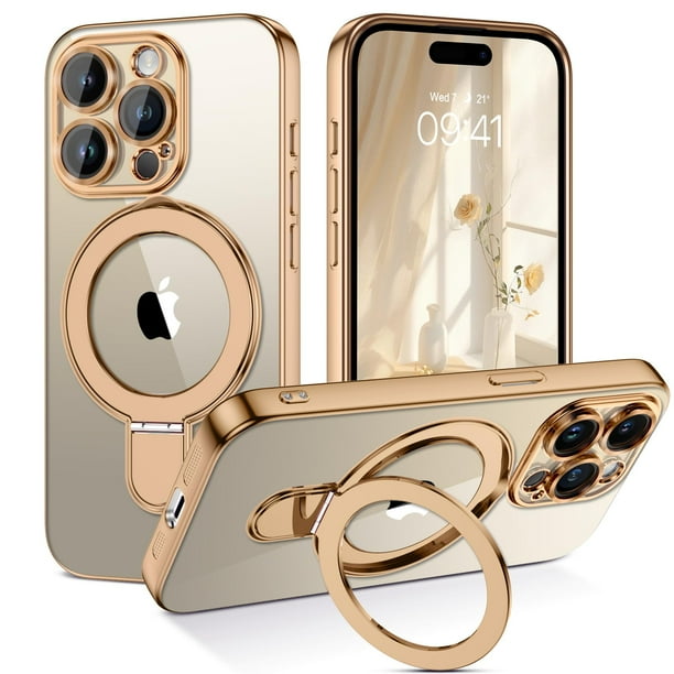 Funda GUAGUA para iPhone 15 Pro Max con soporte magnético transparente de 6.7 pulgadas