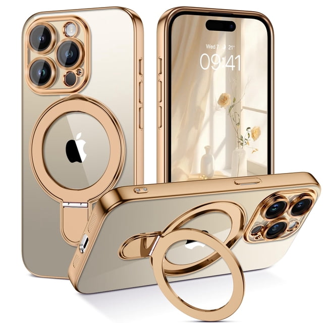 Funda GUAGUA para iPhone 15 Pro Max con soporte magnético transparente de 6.7 pulgadas