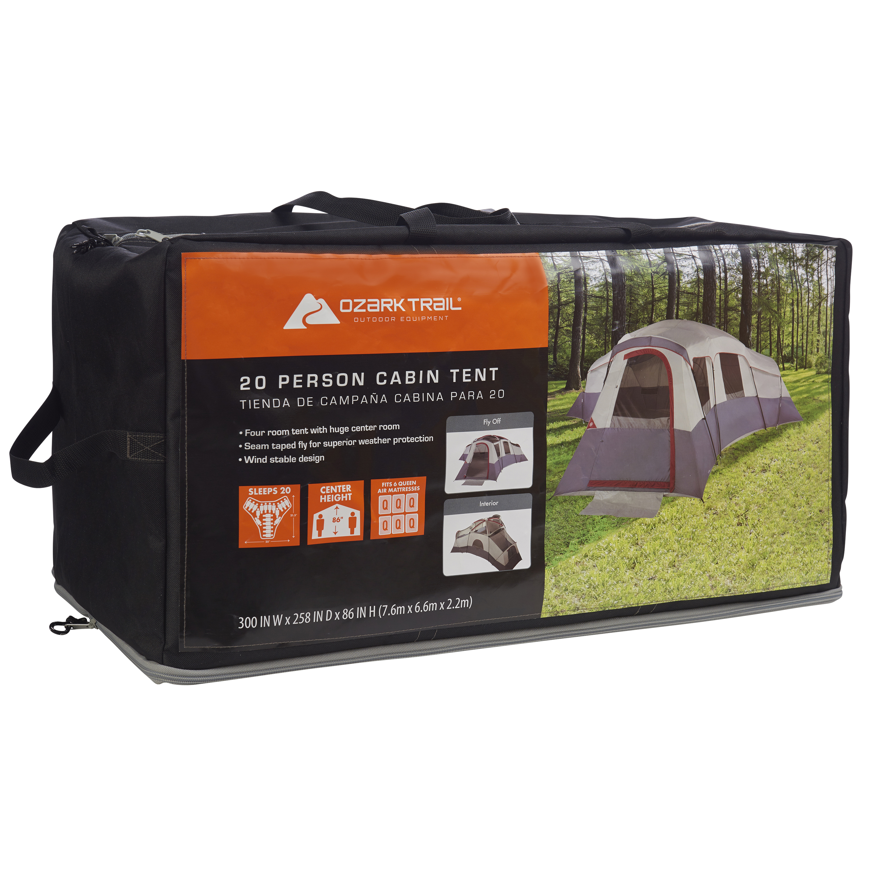 Ozark Trail 20-Person 4-Room Cabin Tent with 3 Separate Entrances for Camping - image 2 of 8