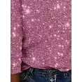 thumbnail image 3 of ZOELNIC Women's Sparkly Sequin Blouse Long Sleeve V-Neck, Dressy Casual Loose Top, 3 of 5