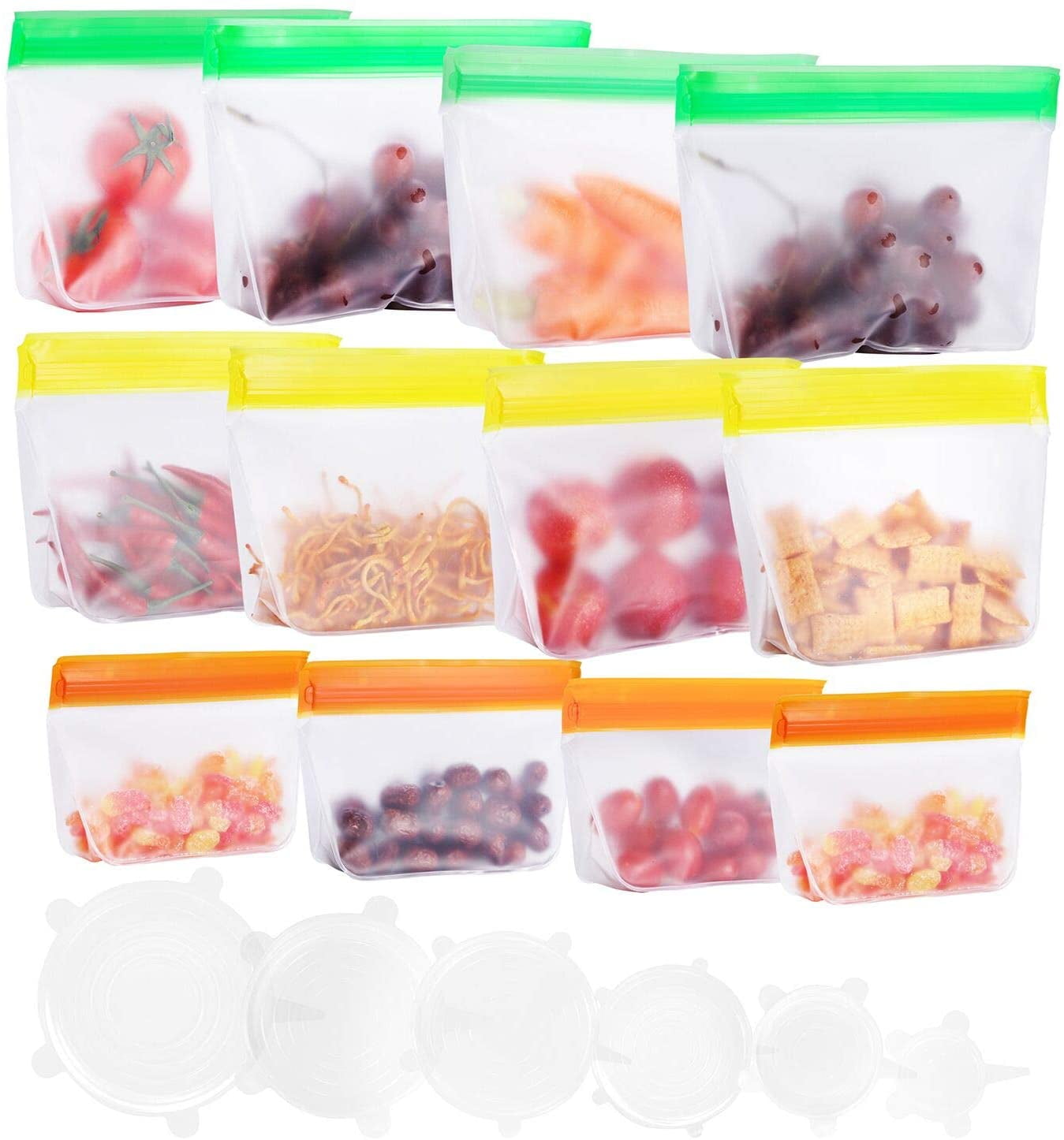 18 Pack Reusable Freezer Bags Stand Up Reusable Storage Bags Leakproof Reusabl