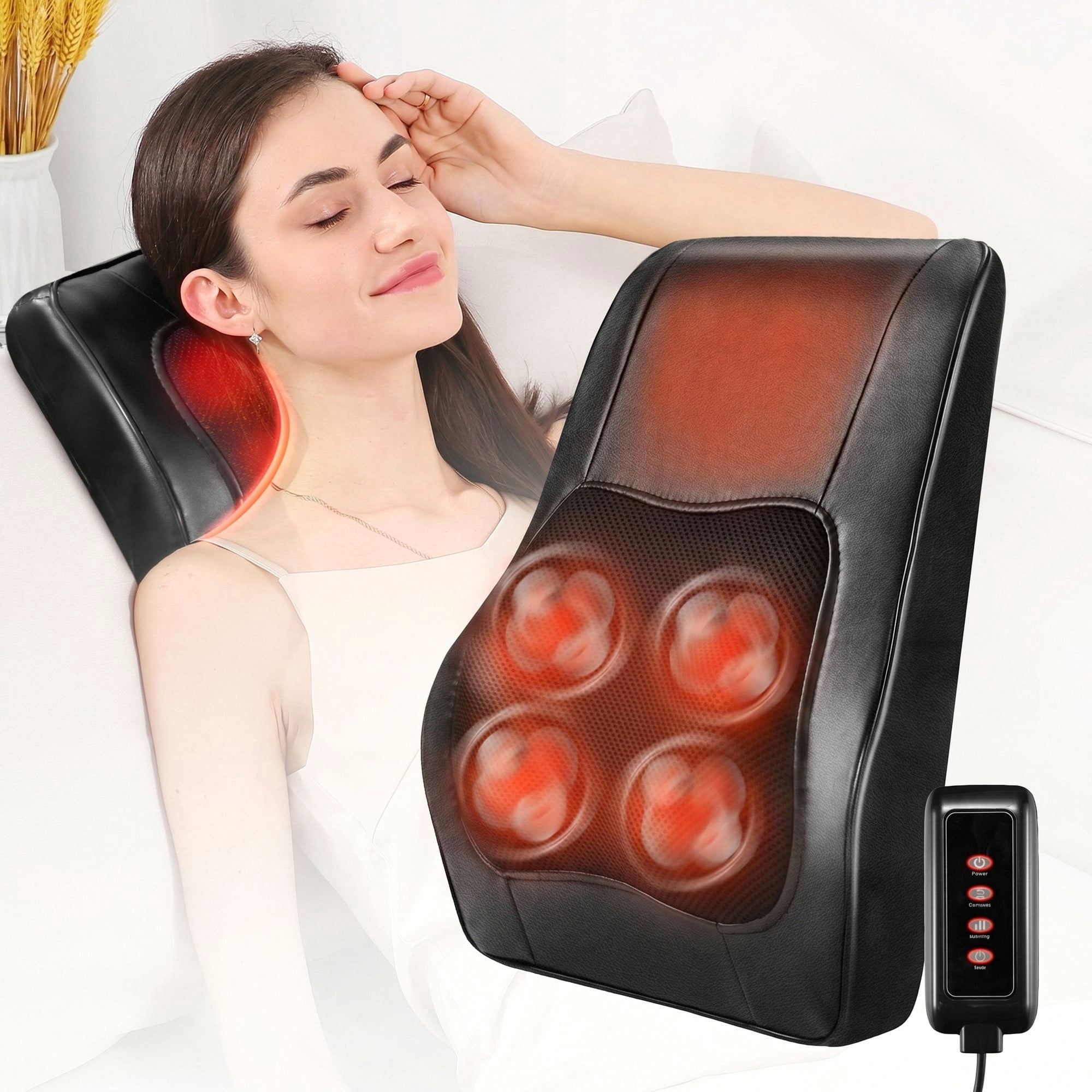 Naipo Neck Back Massager with Heat, 3D Kneading Massage Pillow for Shoulder, Leg Muscle Pain Relief, Gifts for Mom Dad