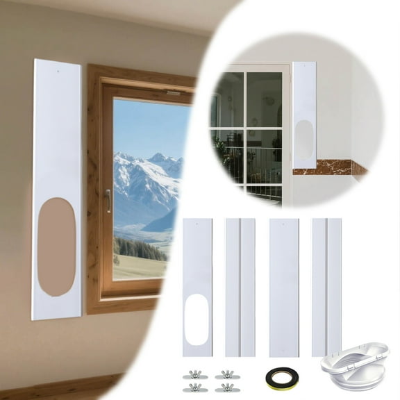 Portable Air Conditioner Window Kit - Adjustable Sliding Window Seal Panel for 5.9" Exhaust Hose, Fits Vertical & Horizontal Windows Up to 60 Inches, Universal AC Ventilation Kit (White)