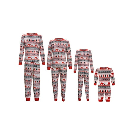 

Ma&Baby Family Matching Christmas Pajamas Sets Long Sleeve Cartoon Print Xmas PJS Set