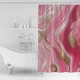 thumbnail image 2 of Pink Gradient Marble Shower Curtain, 72" x 72", Gold Foil Modern Abstract Waterproof Bathroom Curtain Washable Shower Curtain Set with 12 Hooks, 2 of 6
