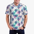 thumbnail image 2 of Balery Palm Leaves Printed Men’s Short Sleeve Polo Shirt, Midweight Men's Shirt,Golf Polo shirts -Small, 2 of 8