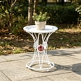 thumbnail image 6 of 2 Tier Elevated Bronze Vintage Metal Plants Stand, Decorative Flower Pot Holder Rack for Indoor Outdoor Living Room Balcony Patio Garden Corner, Heavy Duty Iron Planter Shelf for Multi Plants Display, 6 of 6