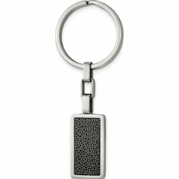 Stainless Steel Polished With Black Stoving Varnish Key Ring (77.44 X 30.05) Made In China -Jewelry By Sweet Pea