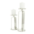 thumbnail image 6 of CosmoLiving by Cosmopolitan 2 Candle Silver Aluminum Metal Geometric Pillar Candle Holder, Set of 2, 6 of 8