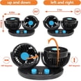 thumbnail image 2 of Ventilador de coche de 12 V, encendedor de cigarrillos/fuente de alimentación USB, ventilador de coche de doble cabezal y control, dos modos de velocidad, rotación de 360 grados para varios, 2 of 5
