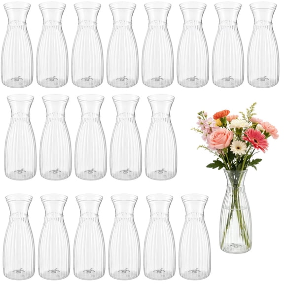 24 PCS Plastic Bud Vases, Small Clear Flower Vases Bulk, Shatterproof Mini Vase for Centerpieces, Decorative Container for Wedding Party Home Dining Event Decoration