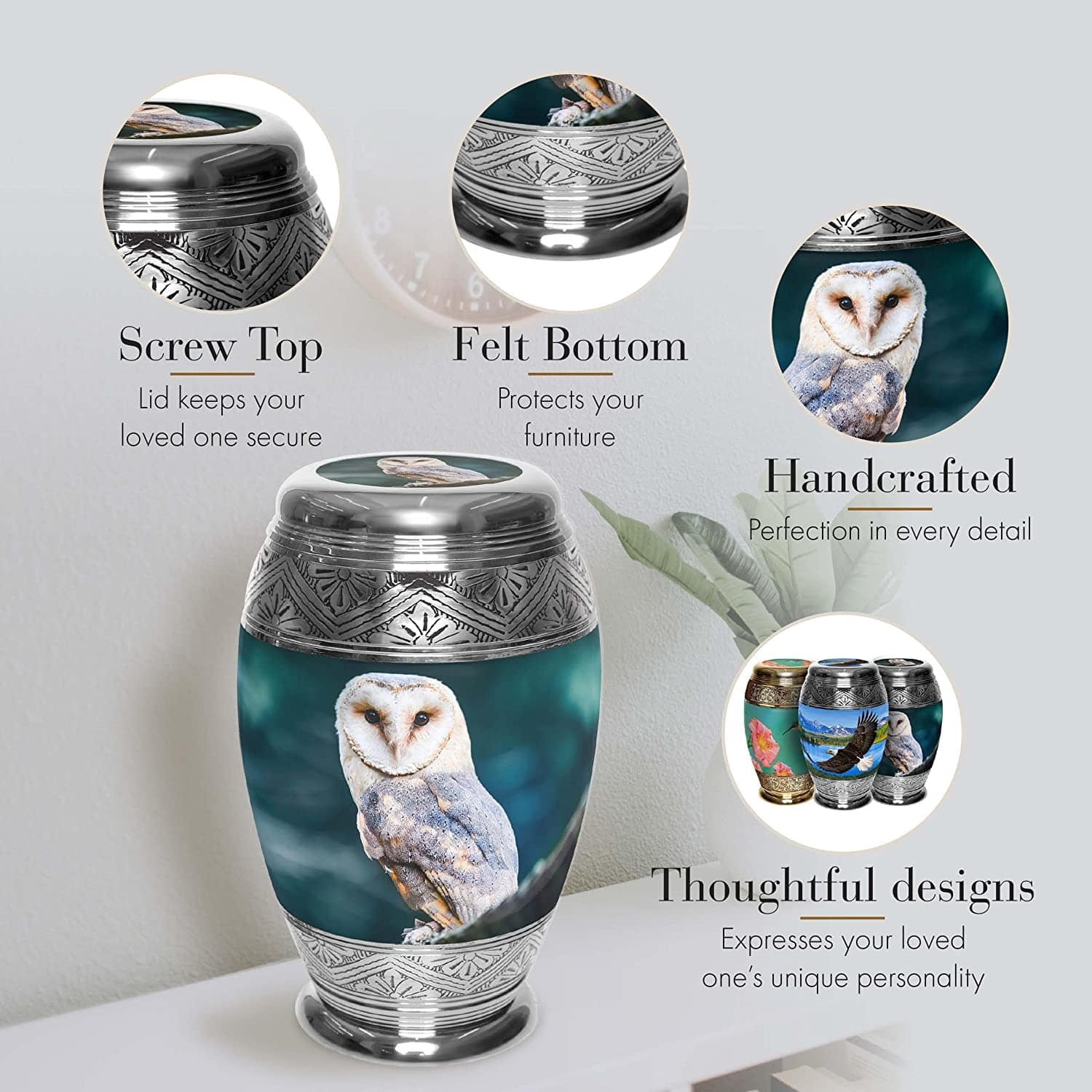 Observing Owl Urns for Cremation Ashes Large Urn XL or Small Keepsake Urns for Human Ashes & Urns for Human Ashes for Home or Burial Small Urns for Human Ashes