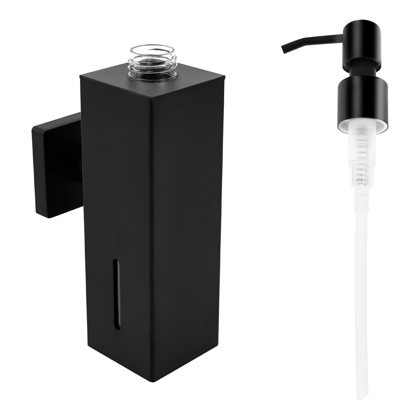FKSZLL Soap Dispenser Wall Mounted Hand Shampoo Dispenser for Bathroom Matte Black Stainless Steel Soap Dispenser with Screw Shower for Home Bathroom Kitchen