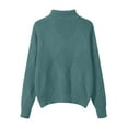 thumbnail image 5 of Hpapadks Oversized Sweaters for Women Turtleneck Solid Knit Sweaters Fall Winter Patchwork Thickened Loose Outer Wear Top Womens Sweater Green M, 5 of 5