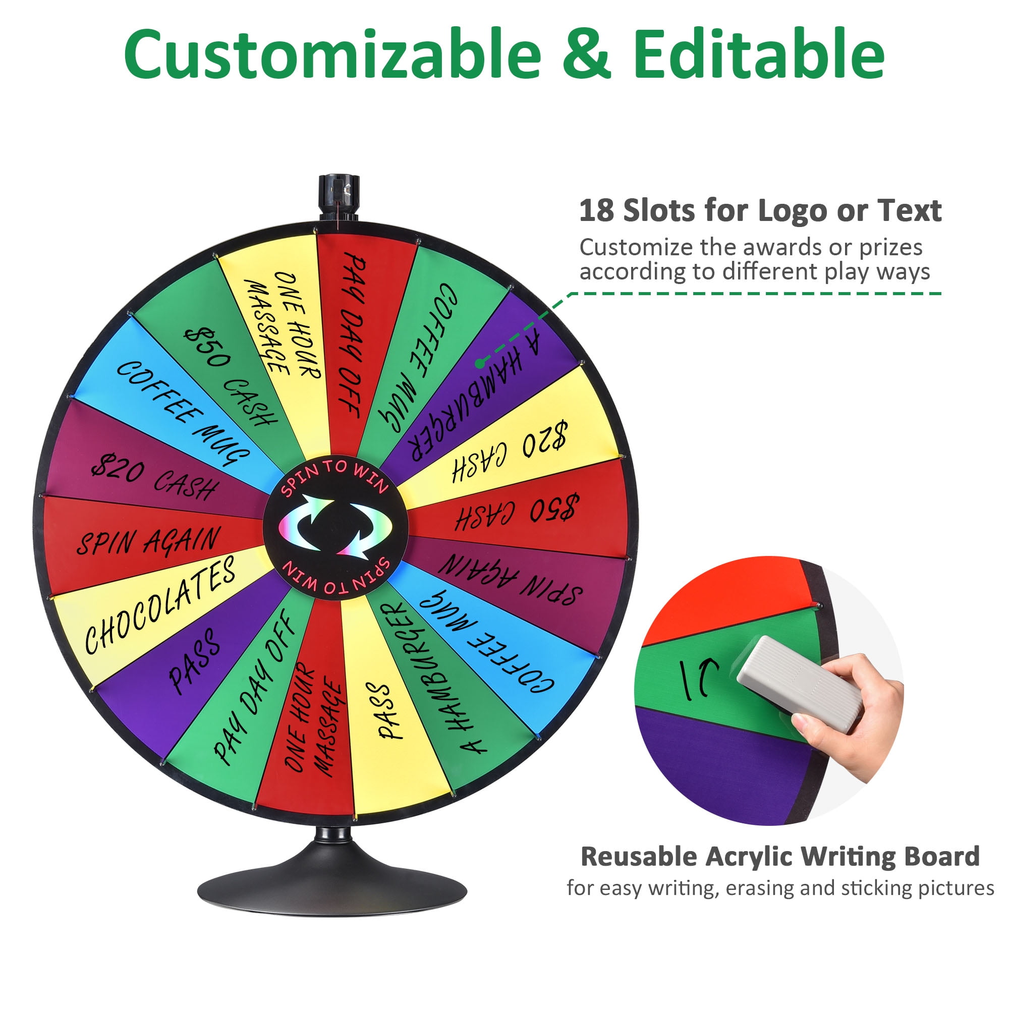 Buy WinSpin 36 Dual Use Prize Wheel Tabletop or Floor Stand Fortune ...