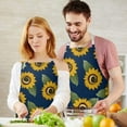 thumbnail image 3 of Blue Sunflower Leaf Pattern Apron-Garden Aprons for Women with Pockets-Cotton Linen Waterproof Kitchen Cooking Gardening Aprons Adjustable for Kitchen,Cooking,BBQ and Salon 33x27 Inch, 3 of 7