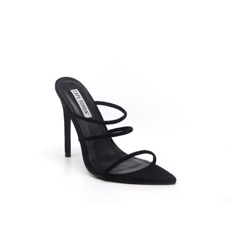 Cape Robbin Encore Black Thin Strappy Open Toe Dainty Single Sole Mule