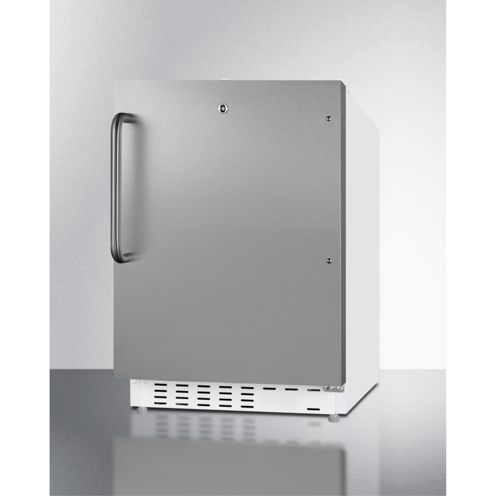 ADA compliant built-in or freestanding 20 Inches wide refrigerator-freezer for residential use with lock