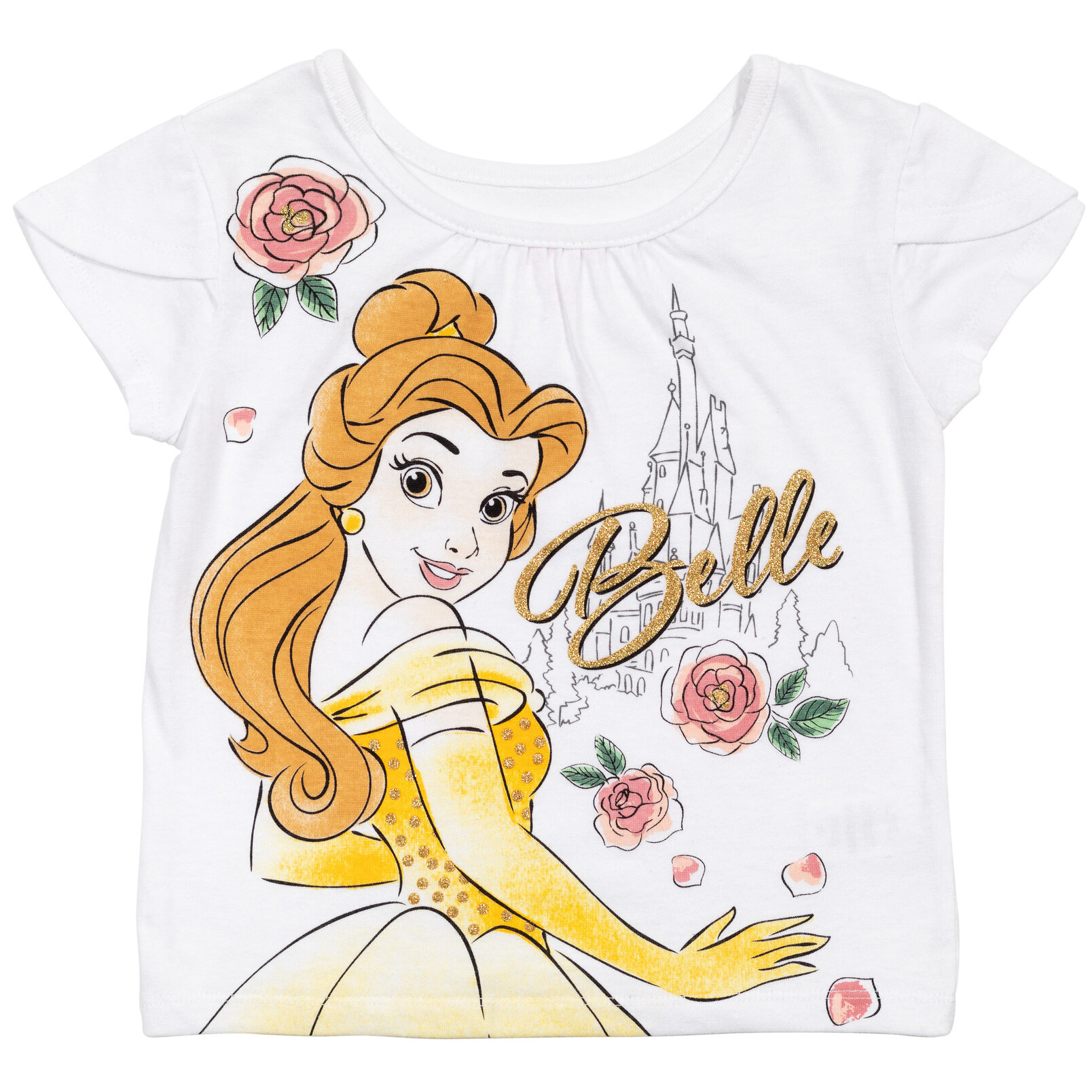 Disney Princess Belle Toddler Girls T-Shirt Mesh Skirt and Scrunchie 3 Piece Outfit Set Toddler to Big Kid - image 2 of 5