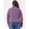 thumbnail image 4 of DARING DIVA Women's Plus Size Washed Front Frayed Classic Denim Jacket 2X Purple, 4 of 6