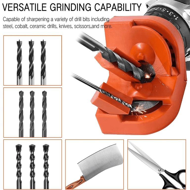 Black Handheld Drill Bit Sharpener – Compatible With 2-13mm Bits, Old Drill Bit Grinder Attachment For 125mm Angle Grinder, Includes Gloves