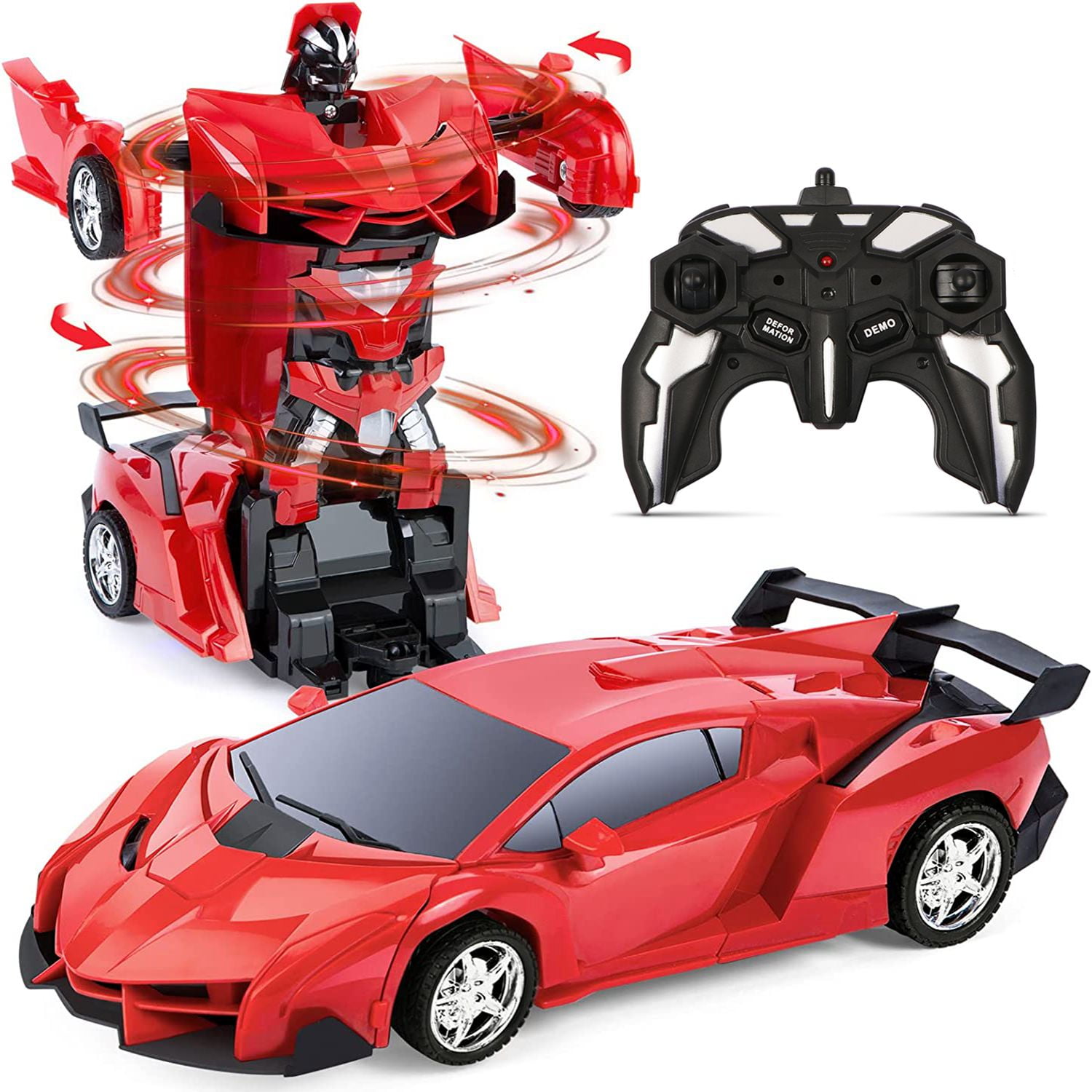 Hot Bee Remote Control Car,Transform Robot Toys 118 RC Cars for Kids,Red, 2.4Ghz 360°Rotating