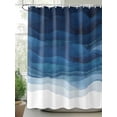 thumbnail image 2 of Boanket Polyester Fabric Navy Blue Ombre Shower Curtain, Modern Moire Gradient Watercolor Waterproof Bathtub Curtain Bathroom Decor Set with Hooks 36 x 78 Inches,, 2 of 6
