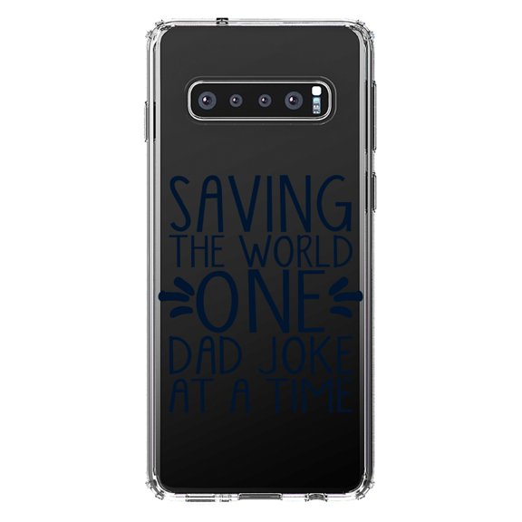 DistinctInk Clear Shockproof Hybrid Case for Samsung Galaxy S10  PLUS (6.4" Screen) - TPU Bumper Acrylic Back Tempered Glass Screen Protector - Saving the World One Dad Joke at a Time