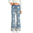 thumbnail image 3 of MuXiKeJi Clothes Baggy Jeans Kids Cute Print Elastic Waist Wide Leg Flared Denim Pants Regular Fit Long Casual Bottoms Girls Jeans Pants, 3 of 8