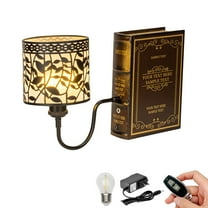 Kiven Cordless Bookshelf Lamp, Rechargeable Bookcase Lighting with Iron Lampshade, Farmhouse Decorative Bookend, Cordless Table Lamp for Bedside Bookshelf Cabinet Home Decor DZ0475