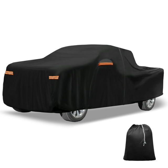 Unique Bargains Car Cover 210D-PU Oxford Outdoor Full Car Cover All Weather Waterproof Windproof Sun Protection with Driver Door Zipper Black for Hyundai Santa Cruz