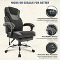 thumbnail image 3 of JONPONY Big and Tall Office Chair 400lbs, Executive Reclining Office Chairs with Footrest, High Back Leather Home Office Chair Thick Padded Armrests, Ergonomic Adjustable Lumbar Support, GREEN, 3 of 8