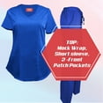 thumbnail image 5 of Natural UniformsWomen's Ultra Soft Stretch Mock Wrap Scrub Top and Pants 82019200NA (True Royal Blue, X-Small), 5 of 7