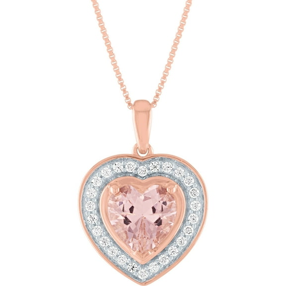 Ladies Brilliance Fine Jewelry 14 Kt Gold Plated Simulated Morganite Heart Pendant, 18"