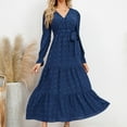 thumbnail image 2 of gakvbuo Women's Fashion Long Sleeve Print V-Neck Ladies Holiday Outing Long Dress, 2 of 8