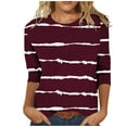 thumbnail image 1 of Womens 3/4 Sleeve Tops Crewneck Tie Dye Striped Printed Trendy T Shirts Casual Basic Spring Fall Clothes Tunic Blouses, 1 of 4