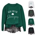 thumbnail image 4 of WREESH Womens Crewneck Sweatshirts St. Patrick's Day Sweatshirts Shamrocks Printed Graphic Sweatshirts Loose Fit Long Sleeved Tops Pullover Sweatshirts Green, 4 of 4