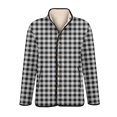 thumbnail image 4 of Wutalume Women's Floral Print Stand Up Collar Pleated Cotton Long Sleeved Button Cotton Jacket, Retro Check Pattern, Vintage Style, Perfect for Seasonal Fashion,Gray S, 4 of 5