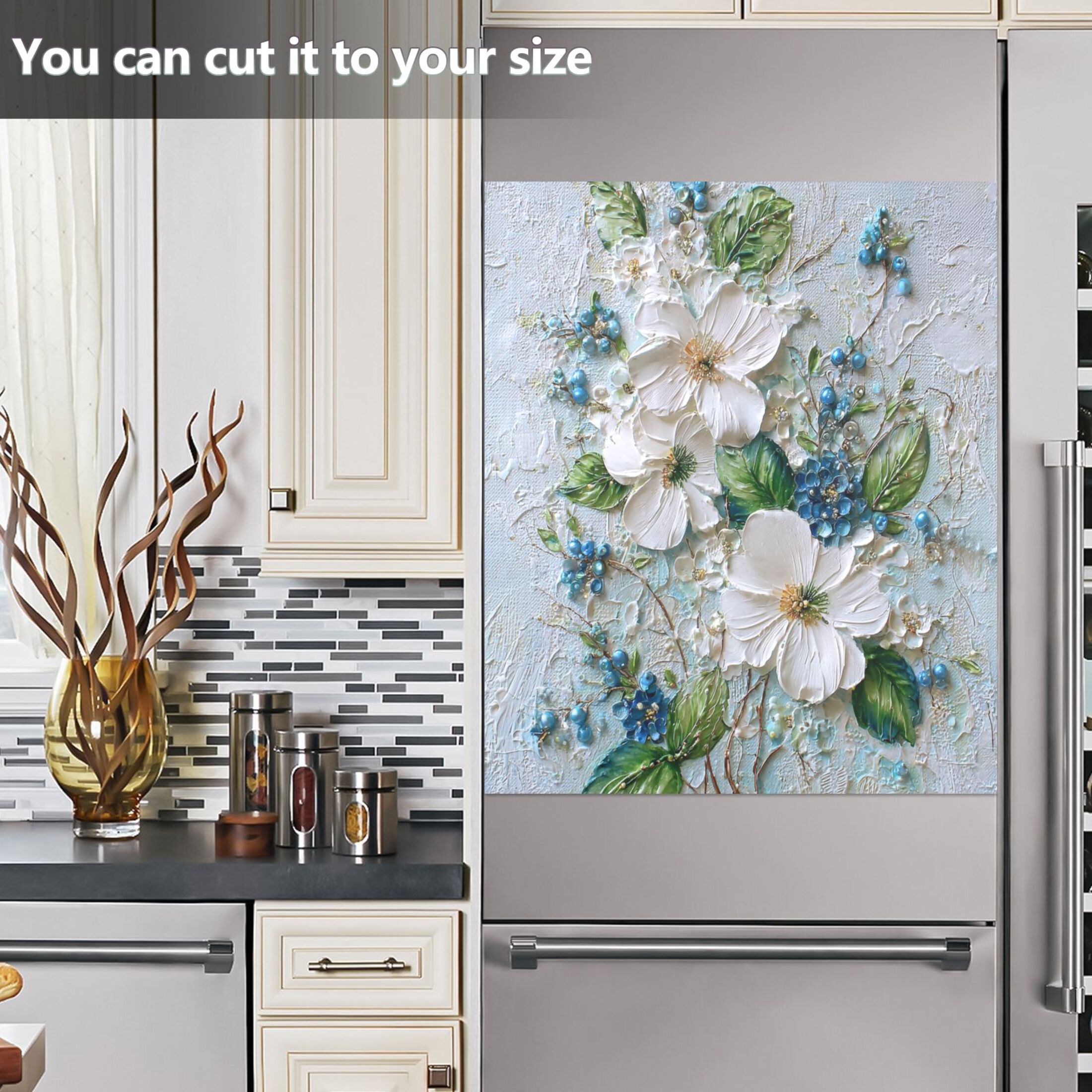 Dishwasher Sticker Magnetic Dishwasher Sticker Magnetic Decorative Sticker Refrigerator Sticker Dishwasher Decorative Stickers White Flowers