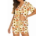 thumbnail image 3 of Tnhcen Women's 2 Piece Purple Halloween Graphic Pajama Set Button Down Short Sleeve Lapel Shirt Pjs Shorts Lounge Set S-2XL Multicolor, 3 of 5