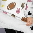 thumbnail image 3 of Oversized Wearable Blanket Hoodie,Colorful Softball and Fashion Icons Pattern Sherpa Blanket Hoodie with Super Pockets,Super Warm Fuzzy Pullover for Women & Men, 3 of 6